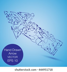 Simple blue hand drawn arrows set made in vector