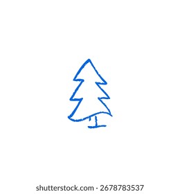 Simple blue hand-drawn outline of a pine tree