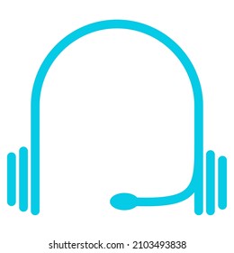 Sencillo tipo de contorno de icono azul de auriculares. 