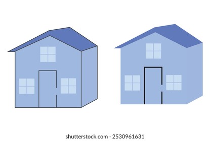 Simple blue home icon set.