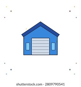 Simple blue house with garage