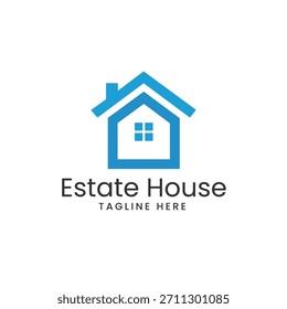 Sencillo icono de la casa azul propiedad inmobiliaria símbolo de la casa Vector logo Plantilla