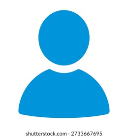 A simple blue human icon representing a person or user profile