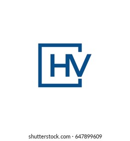 Simple Blue HV initial Logo designs template
