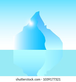 Simple blue iceberg in the middle of the ocean