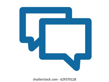 A simple blue icon about the message, chat or conversation. Two bubbles overlapping each other.