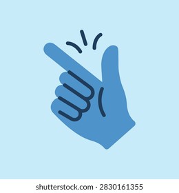A simple blue icon showing a hand making a snapping gesture