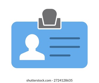 Simple blue ID card graphic with a profile silhouette and placeholder text.