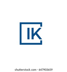 Simple Blue IK initial Logo designs template