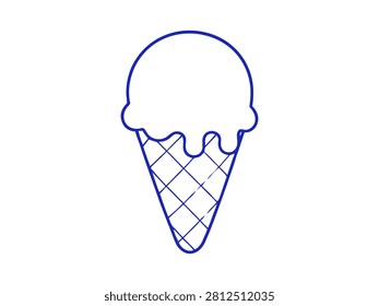 A simple blue illustration of an ice cream cone.