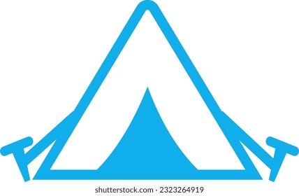 Simple blue illustration of a tent