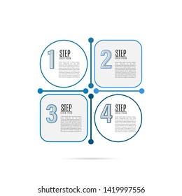 Simple blue infographic thin line design with 4 options or steps. Infographics for business concept. Can be used for presentations banner, workflow layout, process diagram, flow chart.- Vector