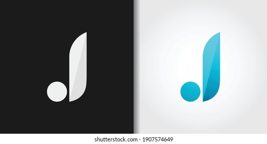 simple blue initial letter j logo set idea
