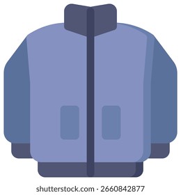 Simple Blue Jacket Illustration with Dark Blue Collar and Pocket