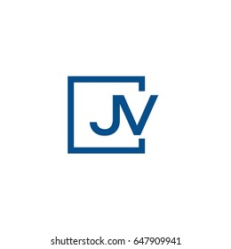 Simple Blue JV initial Logo designs template