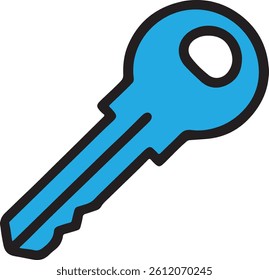 Simple blue key icon, key icon editable stroke, key icon, key icon vector.