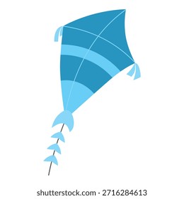 Cometa azul simple que vuela, que representa alegría, libertad y juego al aire libre
