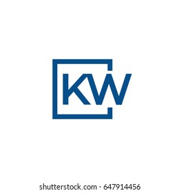 Simple Blue KW initial Logo designs template