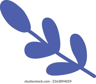 Simple blue leaf design on a white background. Vector Illustration.