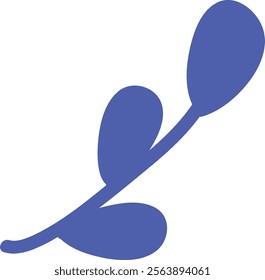 Simple blue leaf design on a white background. Vector Illustration.