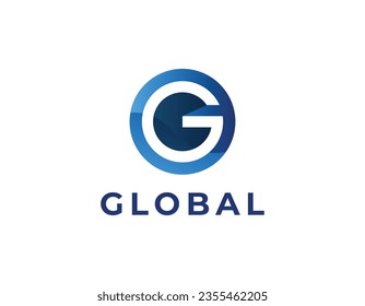 Simple Blue Letter G Globe Business Logo Design Template