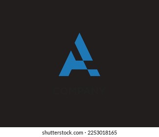 Letra azul simple Una plantilla de diseño de logotipo sobre fondo negro.