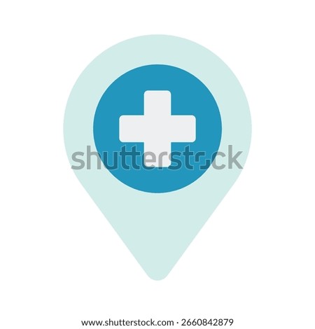 Simple Blue and Light Green Location Marker with White Plus Sign