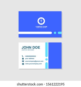 simple blue with line and circle professional business card design template