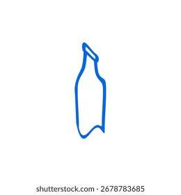 Dibujo de línea azul simple de una botella