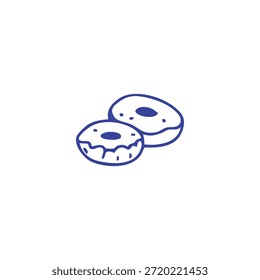 Um simples desenho de linha azul representa duas rosquinhas estilizadas em um fundo branco limpo.