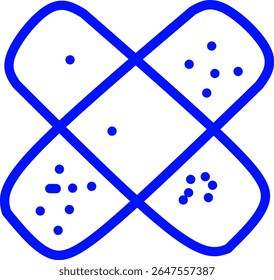 Simple blue line icon of an adhesive plaster with a medical theme. Ideal for healthcare, emergency services, hospital apps, infographics and medical branding.