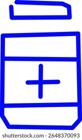 Simple blue line icon of an antiseptic with a medical theme. Ideal for healthcare, emergency services, hospital apps, infographics and medical branding.