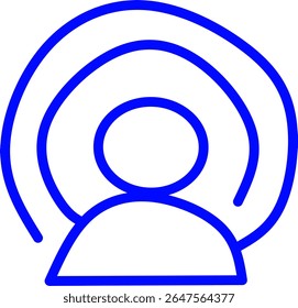 Simple blue line icon of an ct Scan with a medical theme. Ideal for healthcare, emergency services, hospital apps, infographics and medical branding.
