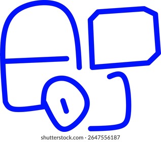 Simple blue line icon of an Erlenmeyer elask with a medical theme. Ideal for healthcare, emergency services, hospital apps, infographics and medical branding.