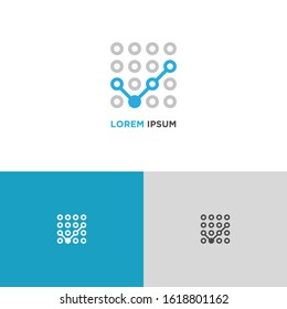Simple Blue line icon logo technology isolated on white blue grey background. Circuit symbol design concept. Vector Illustration.