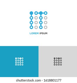 Simple Blue line icon logo technology isolated on white blue grey background. Circuit symbol design concept. Vector Illustration.