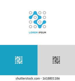 Simple Blue line icon logo technology isolated on white blue grey background. Circuit symbol design concept. Vector Illustration.