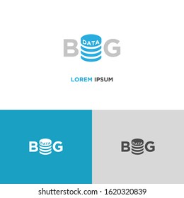 Simple Blue line icon logo technology isolated on white blue grey background. Data symbol design concept. Vector Illustration.