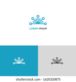 Simple Blue line icon logo technology isolated on white blue grey background. Circuit symbol design concept. Vector Illustration.