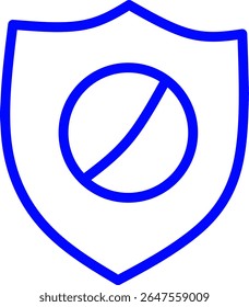 Simple blue line icon of an prohibition with a medical theme. Ideal for healthcare, emergency services, hospital apps, infographics and medical branding.