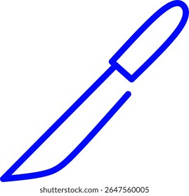 Simple blue line icon of an  scalpel with a medical theme. Ideal for healthcare, emergency services, hospital apps, infographics and medical branding.