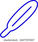 Simple blue line icon of an thermometer with a medical theme. Ideal for healthcare, emergency services, hospital apps, infographics and medical branding.