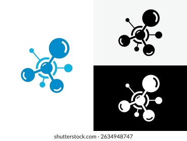 simple blue line molecule abstract logo vector. molecule logo design vector	