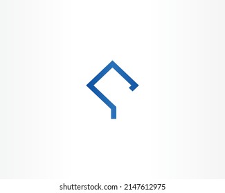 Simple blue and line shape vector concept logo design