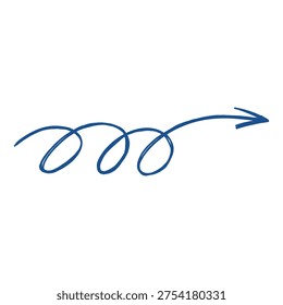 A simple blue line that oscillates in a wavelike pattern before straightening into an arrow pointing right