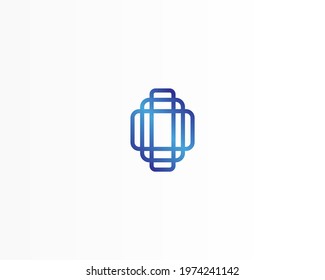 Simple blue line vector brand logo design template