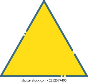Ilustración simple de la línea azul y del triángulo amarillo dibujada con líneas discontinuas