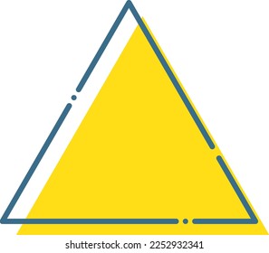 Simple blue line and yellow triangle illustration drawn with dashed lines