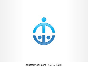 Simple blue logo design with circle shape. Industial logo design.