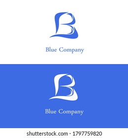 Simple blue logo wave letter B